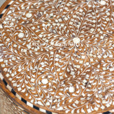 Kyson Teakwood Bone Inlay Round Stool Natural 1
